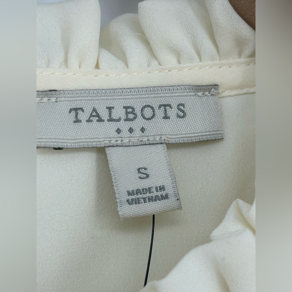 "NWT" Talbots Ivory Smocked Sheer Long Sleeve Blouse- Women's Small - Picture 3 of 10